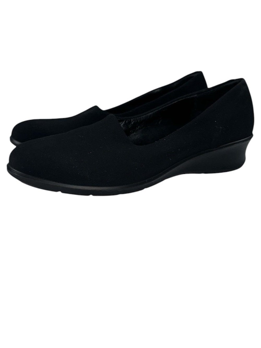 ECCO Felicia Black Stretch Slip On Wedge Comfort Flat Loafer Womens Size 7 EU 37